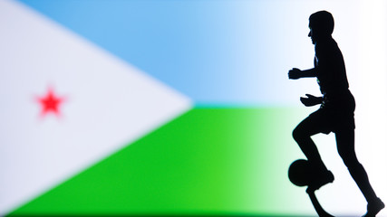 Djibouti National Flag. Football, Soccer player Silhouette