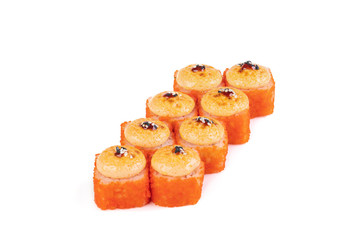 Japanese rolls on a white background isolated