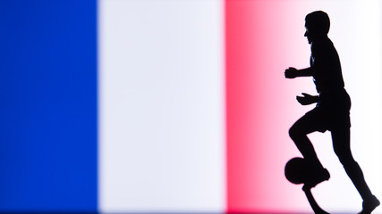 France National Flag. Football, Soccer player Silhouette