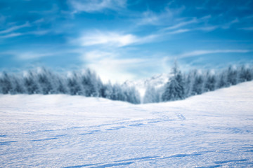 Fototapeta premium Winter background of free space and ice road 