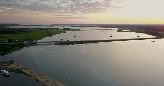 Beautiful view from the top of the river and sunset