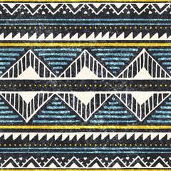 Seamless ethnic pattern. Grunge texture. Tribal and Aztec motifs. Print for textiles. Vector illustration.