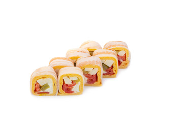 Japanese rolls on a white background isolated