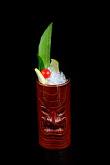 tiki drinks on black background