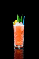 tiki drinks on black background