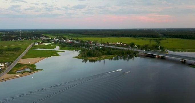 Beautiful view from the top of the river and sunset