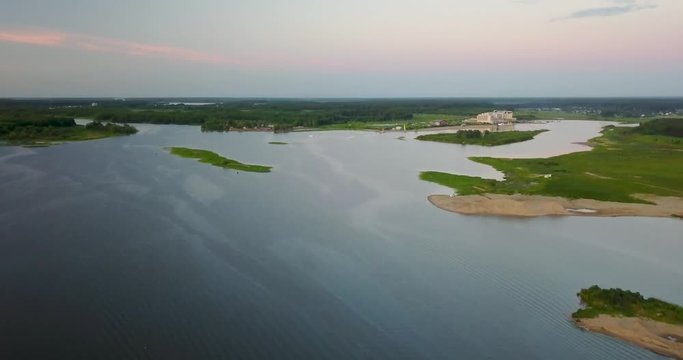 Beautiful view from the top of the river and sunset