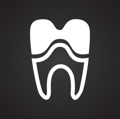 Tooth icon on black background for graphic and web design, Modern simple vector sign. Internet concept. Trendy symbol for website design web button or mobile app