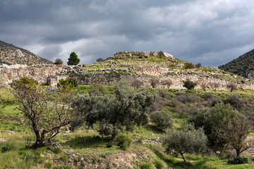 Fototapeta na wymiar Panoramic view of the archaeological site of the Citadel of Mycenae in Peloponnese, Greece