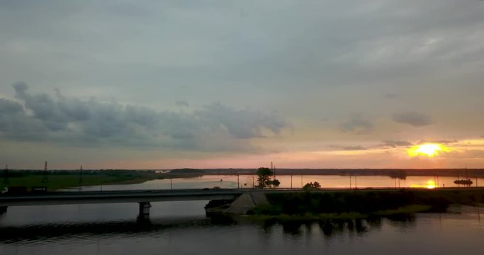 Beautiful view from the top of the river and sunset