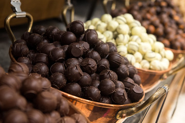 Chocolate balls on the counter