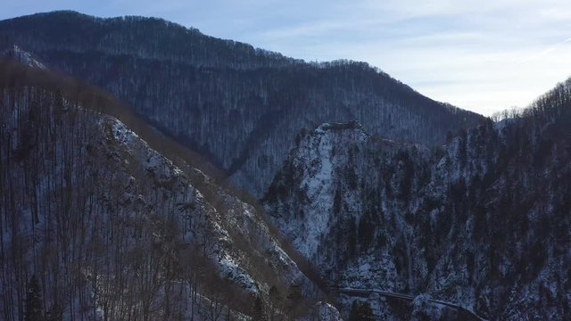 Poenari Fortress in Romania Also called Dracula's Fortress. filmed from the air