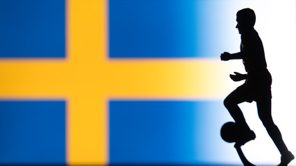 Sweden National Flag. Football, Soccer player Silhouette