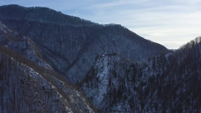 ..Poenari Fortress in Romania Also called Dracula's Fortress. filmed from the air..