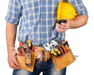 Construction Worker / Carpenter Using a Smartphone