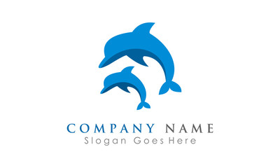 jump dolphin illustration logo