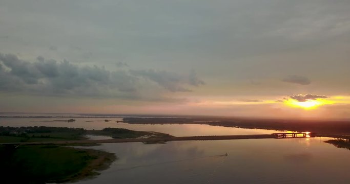 Beautiful view from the top of the river and sunset