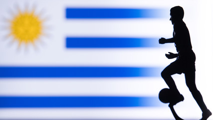 Uruguay National Flag. Football, Soccer player Silhouette