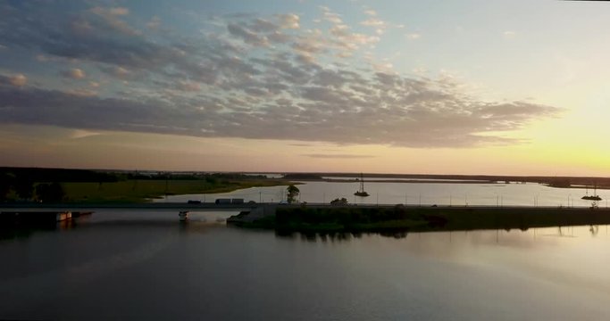 Beautiful view from the top of the river and sunset