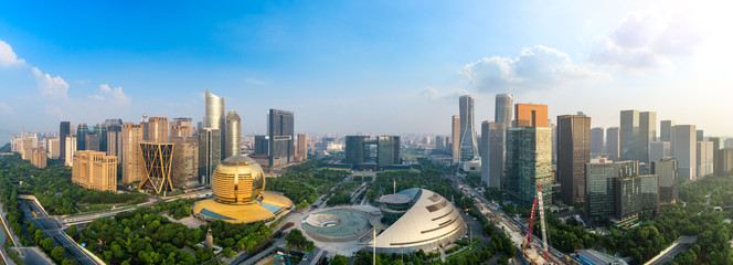 Panoramic city skyline in hangzhou china - obrazy, fototapety, plakaty