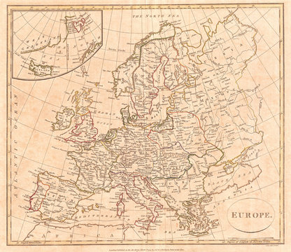 1799, Clement Cruttwell Map of Europe