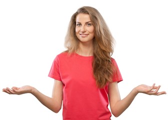 Woman holding her arms out