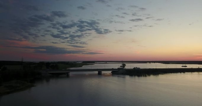 Beautiful view from the top of the river and sunset