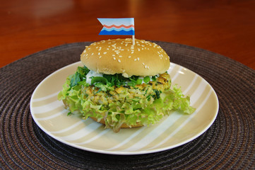 Fresh salmon burger