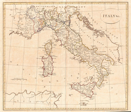 1799, Clement Cruttwell Map of Italy