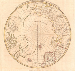 Fototapeta na wymiar 1799, Clement Cruttwell Map of North Pole
