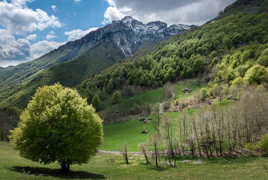 Italian Mountain Valley Near Lake Como