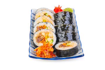 Korean rolls on a white background