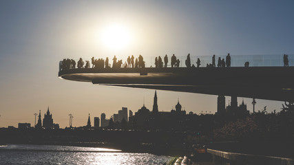 Russia, Moscow, People on an observation deck, looking over Moskva river