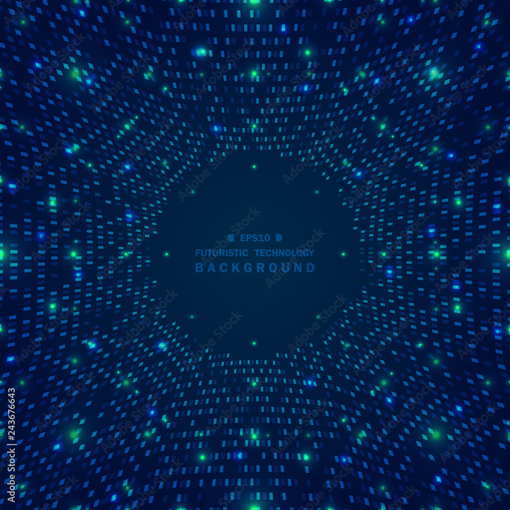 Aufkleber abstract big data of blue square pattern grid futuristic digital background.