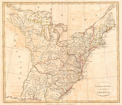 1799, Cruttwell Map of the United States of America