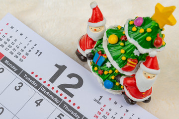 12月のカレンダー　クリスマスイメージ