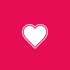 Heart icon, love symbol isolated on red background in flat design
