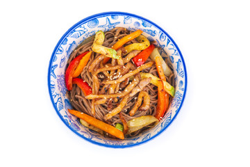 Korean dish with meat on white background