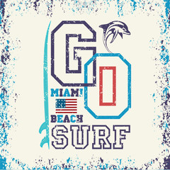 T-shirt Surfing, Miami sports, athletics Typography, Fashion col