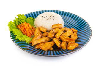 Korean dish with meat on white background