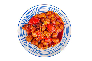 Korean dish with meat on white background