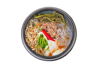 Korean noodles on a white background