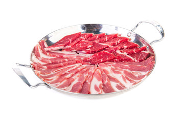 raw meat for Korean cuisine on a white background