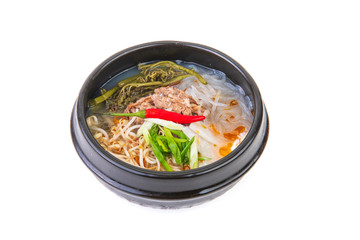 Korean noodles on a white background