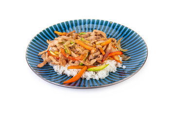 Korean dish with meat on white background