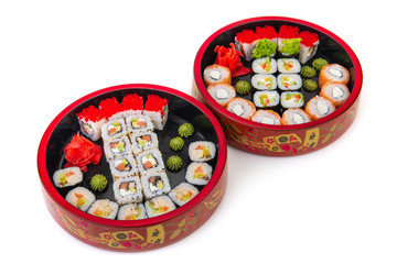 set Korean rolls on a white background