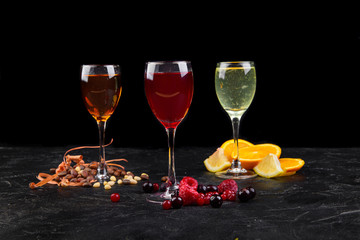 cocktails on a black background