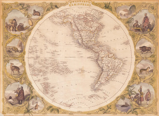 1850, Tallis Map of the Western Hemisphere