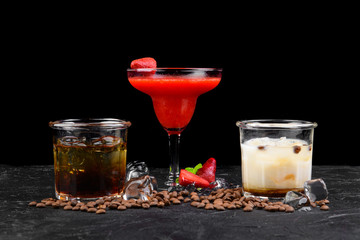 cocktails on a black background