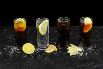 cocktails on a black background